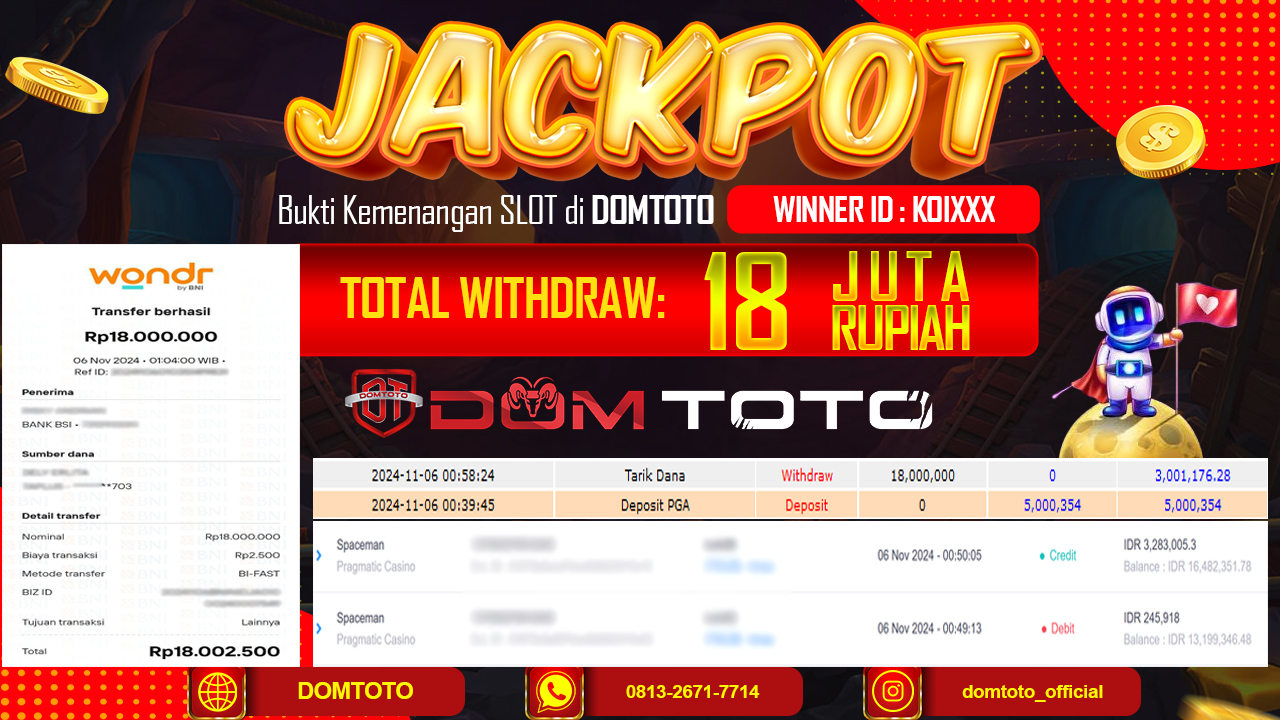 JACKPOT CASINO SPACEMAN 06 NOVEMBER 2024